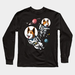 Corgi Dog Space Astronaut Long Sleeve T-Shirt